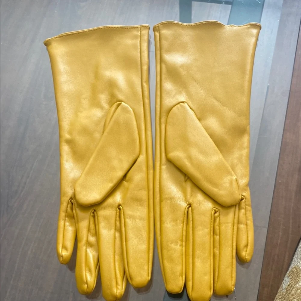 Mustard Yellow Leather Gloves size Small